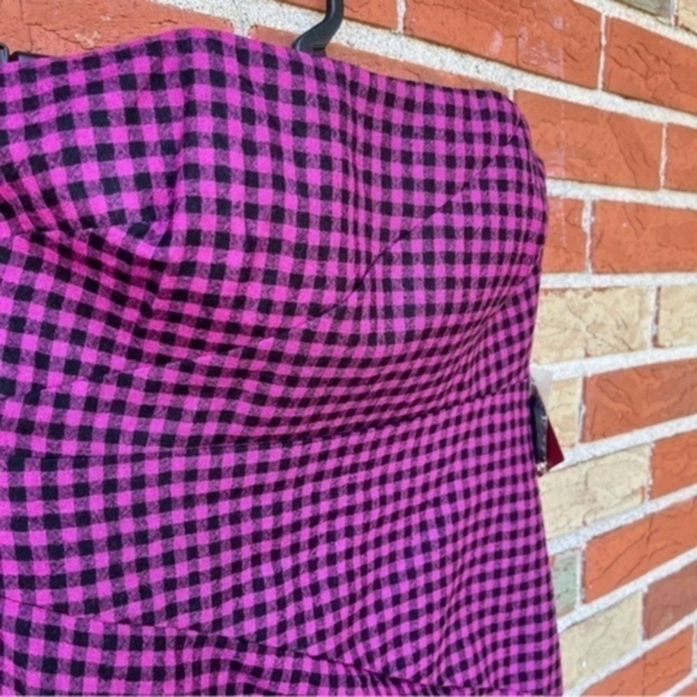 Ali Ro Strapless NWT Wool Purple Black Gingham Mini Dress 👗 - Picture 2 of 9